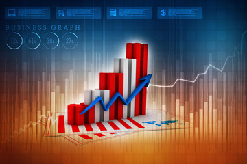 3d rendering Stock market online business concept. business Graph
