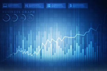 2d rendering Stock market online business concept. business Graph
