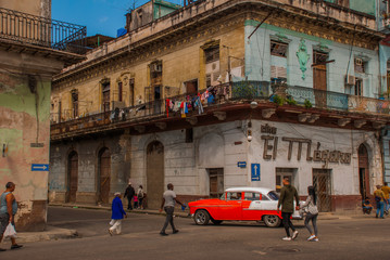 The road and the street in front of the Capitol Nacional, El Capitolio. Havana. Cuba