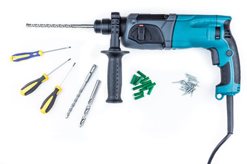 Perforator and screwdriver with screws