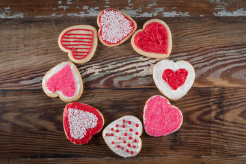 Circle of Decorated Heart Shaped Cookies