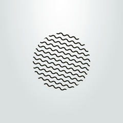 black and white linear icon of a round figure consisting of waves