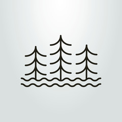black-and-white icon of three abstract trees