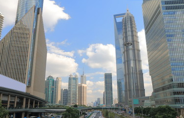 Obraz premium Shanghai Pudong financial district cityscape China.