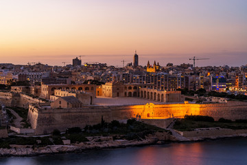 Panorama of Valletta and Fort Manoel, Malta