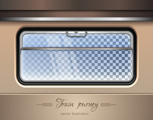 Train window. Window of the train on a transparent background with the ability to change the landscape outside the window. Vector illustration