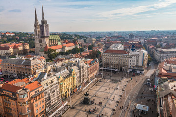 Fototapeta na wymiar View of the main square in Zagreb Croatia