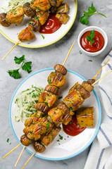 Chicken kebab with mushrooms