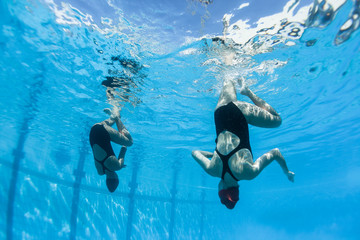 Aquatic Synchronized Swimming Underwater Action Girls