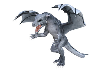 3D Rendering Fantasy Dragon Whelp on White