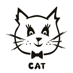 Painted cute vector cat. Creative background for design of cards, covers, textiles, paper, stickers. Children's illustrations for printing.