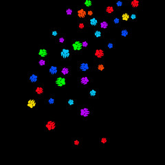 Colorful Bear Footprints. Prints of Paws with Big Claws for Petshop Design or for Goods for Pets. Simple Pattern for Print, Logo or Poster. Vector Confetti Background.