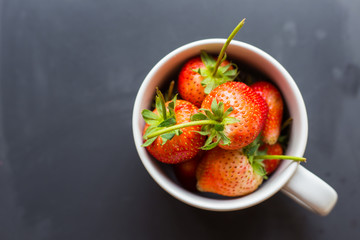 Strawberry fresh vitamin fruit in bowl top view
