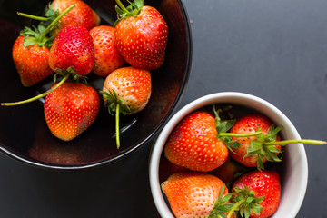 Strawberry fresh vitamin fruit in bowl top view