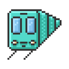 Outlined pixel icon of train. Fully editable