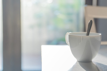 Coffee cup on table