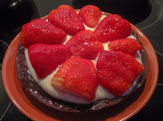 Strawberry cake closeup