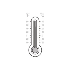 Hot and cold meteorology thermometers on transparent background. Blue and red thermometers. Vector icon graphic illustration for design