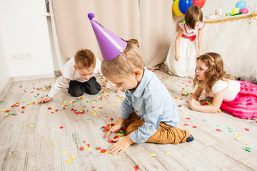 Celebrating birthday party with confetti