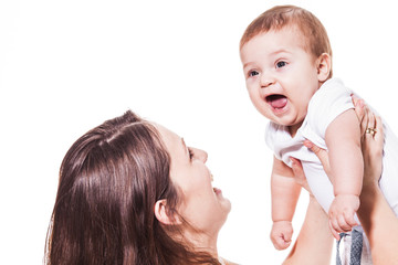 happy mother holding her baby