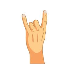 Cartoon hand in corna gesture on white