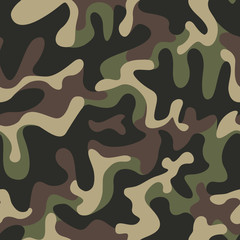 Seamless military camouflage texture. Army green hunting, camouflage background for textiles and design. Vector graphic illustration. Fashionable style