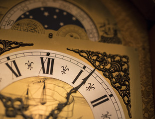Close up of pendulum clock