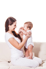 happy smiling mother with baby