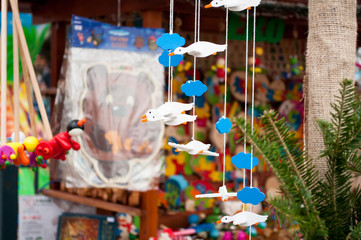 Christmas toys on christmas fair