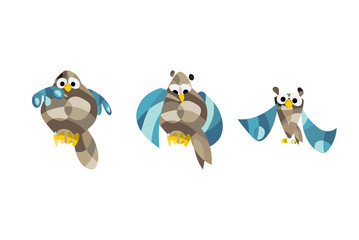 Fototapeta premium Cute owl pictures. Vector illustration set of owls in origami style