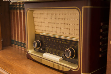 image of ancient radio on display