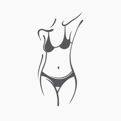 Sexy fitness naked girl with a chic figure. Intimate sexy lady, model in a pose. Lovely  ass In swimsuit, panties. Drawn graphics for design, Abstraction background