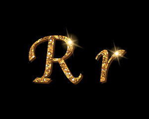 Shinning golden luxury typographic alphabet text word fonts