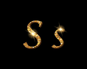 Shinning golden luxury typographic alphabet text word fonts