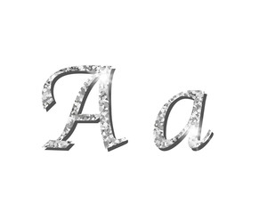 Shinning silver luxury typographic alphabet text word fonts