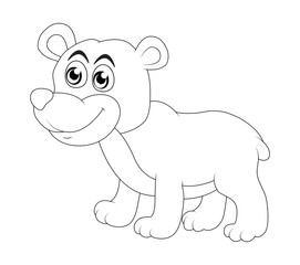 Cartoon bear outline isolated on white background