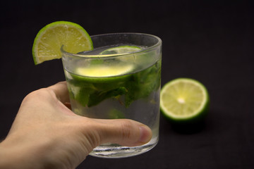 Lemonade with lime and mint. Summer drink