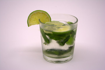 Lemonade with lime and mint. Summer drink