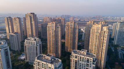 Fototapeta na wymiar Aerial view of public housing aoartments