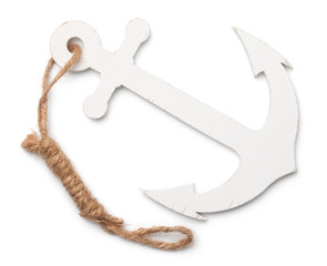 Wooden Decorative Anchor Isolated on White background