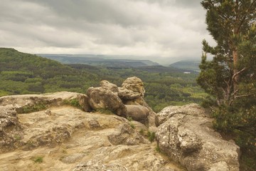 A picturesque picture of the state of nature in front of a thunderstorm in the mountains.North Caucasus.