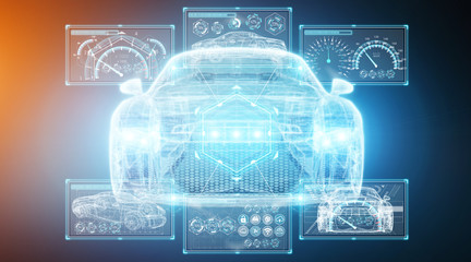 Modern digital smart car interface 3D rendering