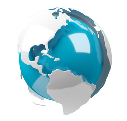 White and blue 3D rendering earth