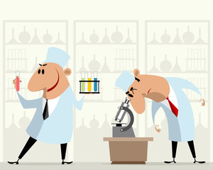 Two medical laboratory workers