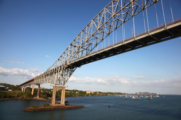 Bridge of the Americas, from below, Panama City, Panama.