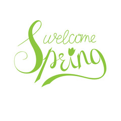 Welcome spring lettering vector illustration