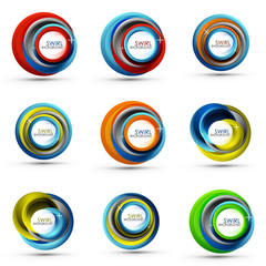 Spiral swirl flowing lines 3d vector abstract icon collection