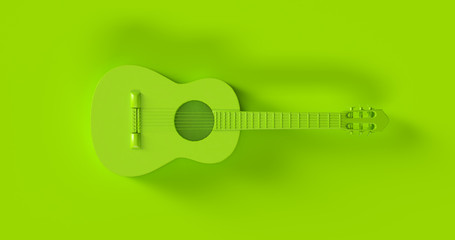 Green Acoustic Guitar 3d illustration	