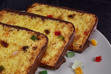 fruitcake and small pieces candied fruits