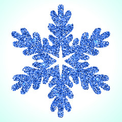 Vector blue shiny snowflake on white background